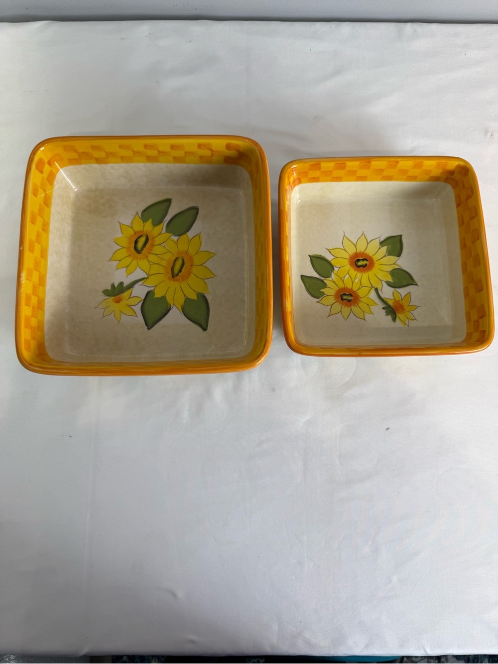 TempTations By Tara Country Sunflower 2 Piece Set Square Baking Dishes Farmhouse